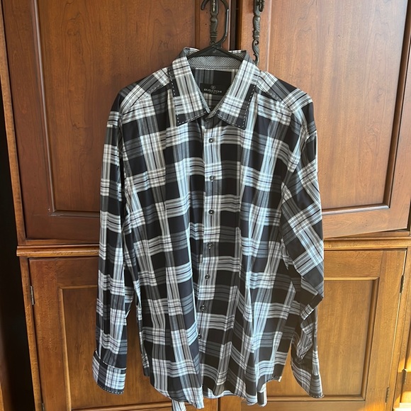 Bugatchi Shirts Mens Xxl Button Down Black White And Gray Poshmark